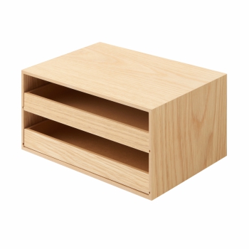 木製托盤式抽屜收納盒2層