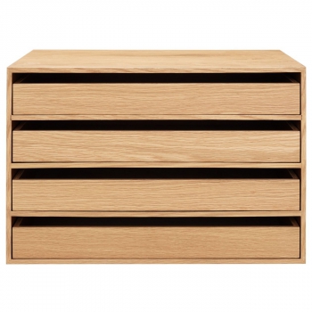 木製收納櫃/抽屜式/4段/寬/橡木