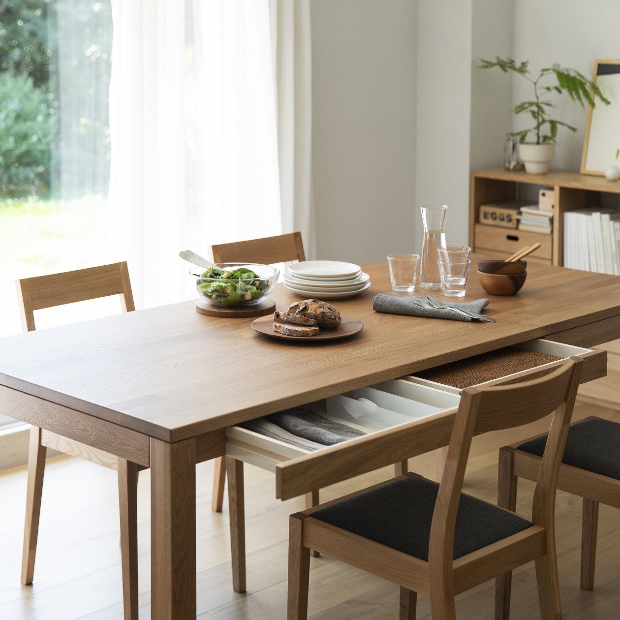 木製餐桌/附抽屜/橡木/寬180CM : 線上家具型錄｜無印良品